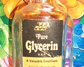 1980s Perrigo Consumer Healthcare Company Pure Glycerin Clear Glass Medicine Bottle with Paper Label and Empty