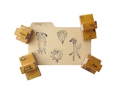 Vintage FLOWERS Garden Rubber Stamps - Set of 4 for Scrapbooking, Crafts and More