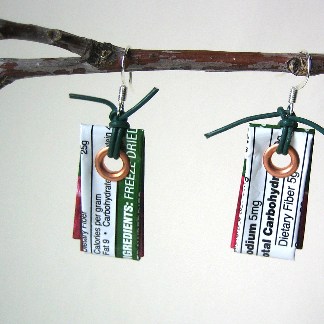 SALE Reclaimed Wrapper Earrings -- Eco Chic and Surprisingly Lightweight