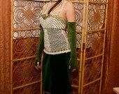 Kelly Green Velvet  Lace  Dress