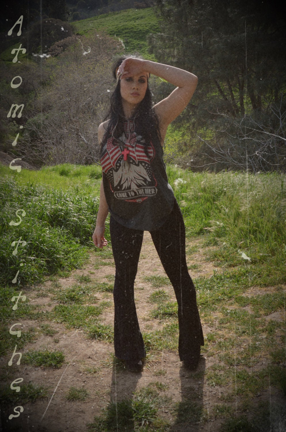 Excuse Me While I Kiss The Sky Custom Crushed Velvet Bell Bottoms