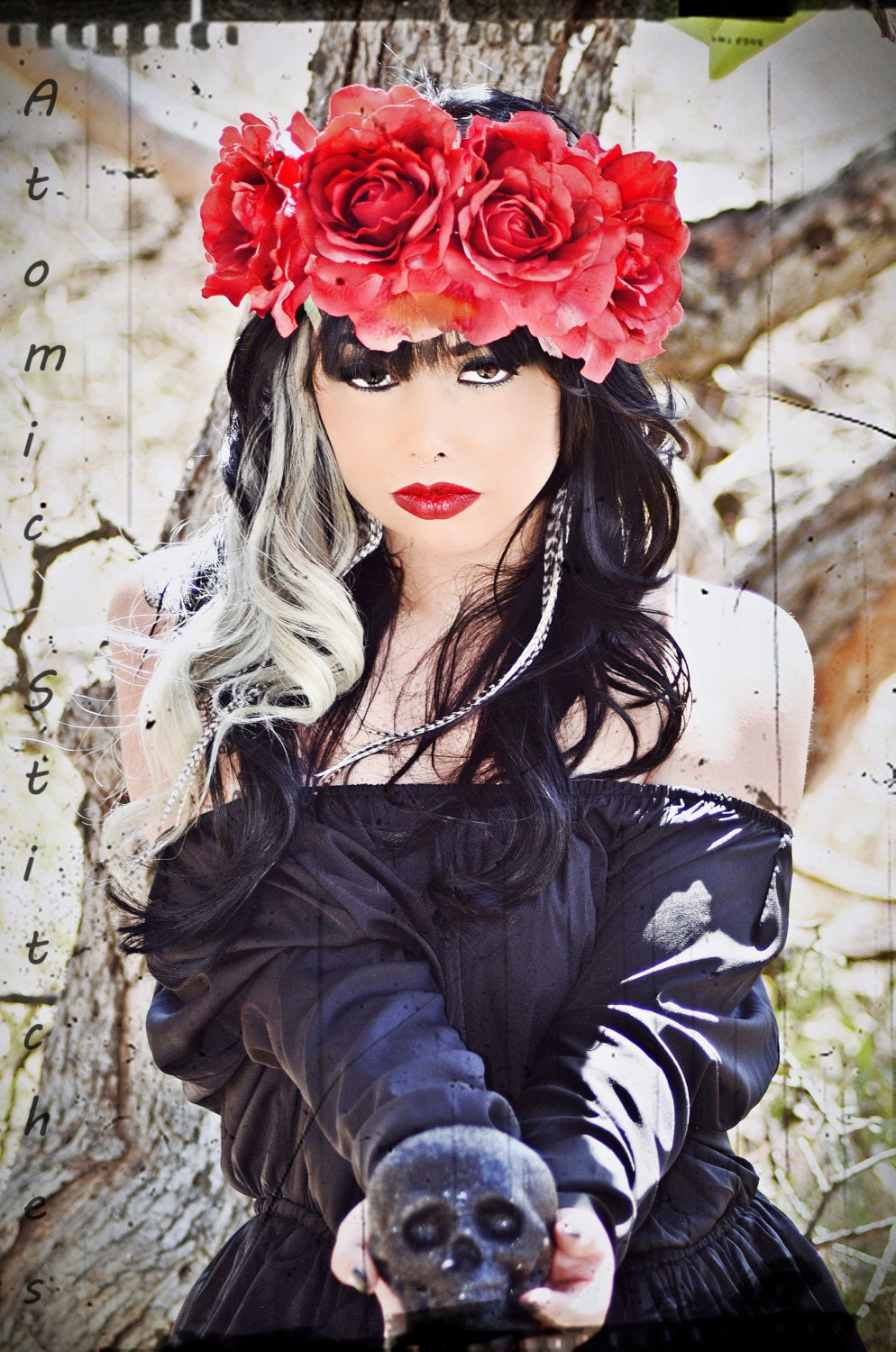 Summer of Love Romantic Red Flower Crown Headdress