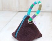 Recycled Sweater Triangle Pouch in Aubergine Plum Purple