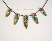 Feathers necklace -  Indian feathers jewelry - Illustrated jewelry - statement Gift for her