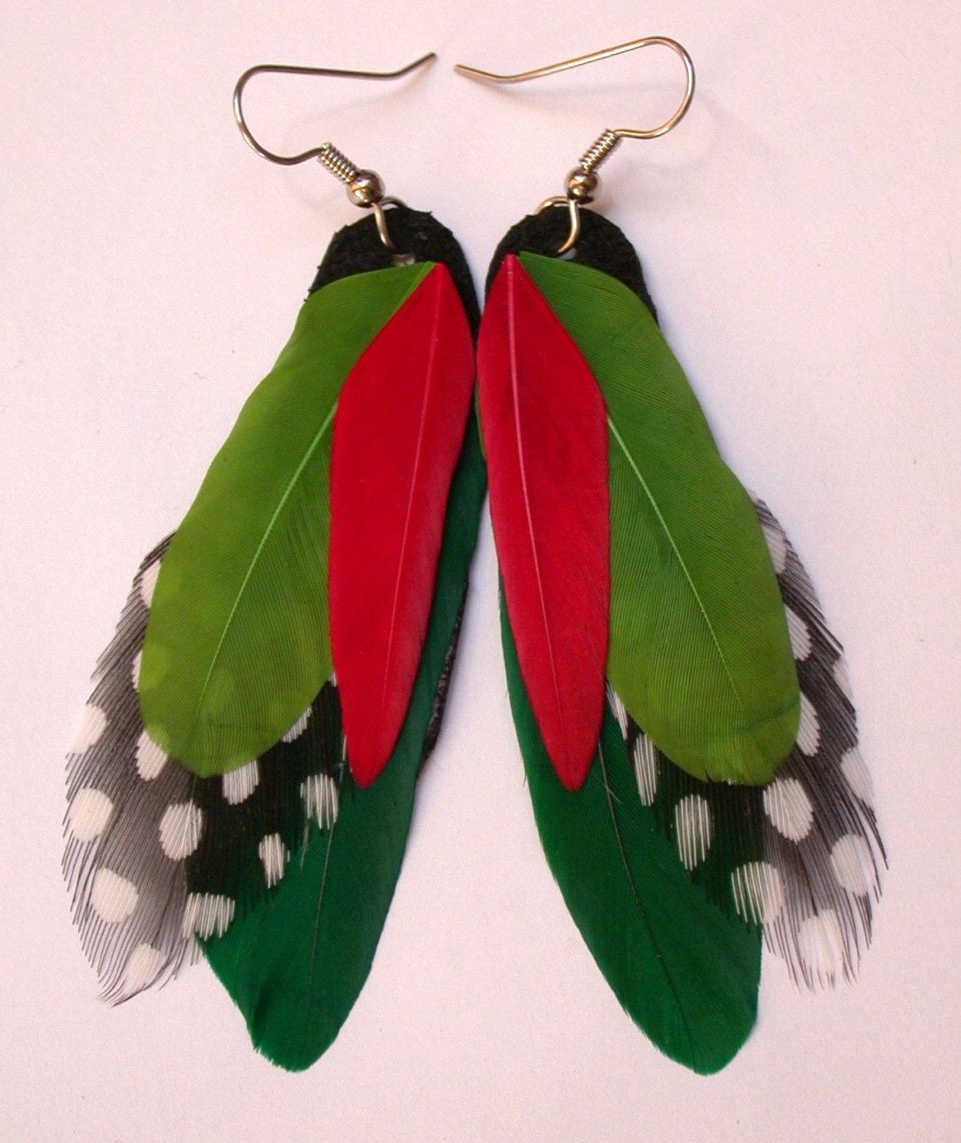 Peacock Rainbow Feather Earrings FREE SHIPPING US by wildspirits