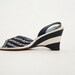 Vintage Wedge Sandals - Nautical Stripes Woven Straw Summer Sandals - US 6 6.5