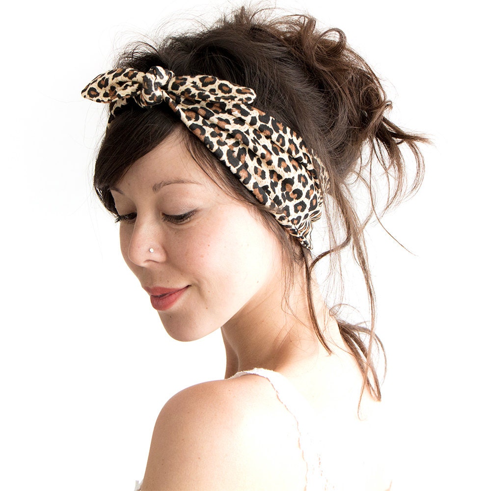 Tie Up Headscarf Leopard Print