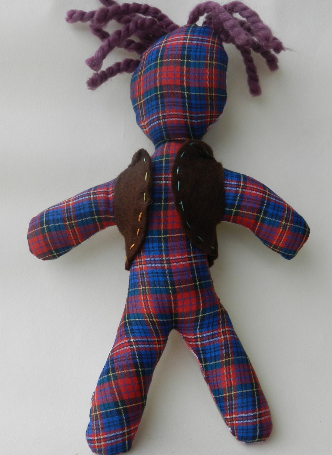 Red/White Flannel and Red/Blue Plaid Either Way Doll for kids.