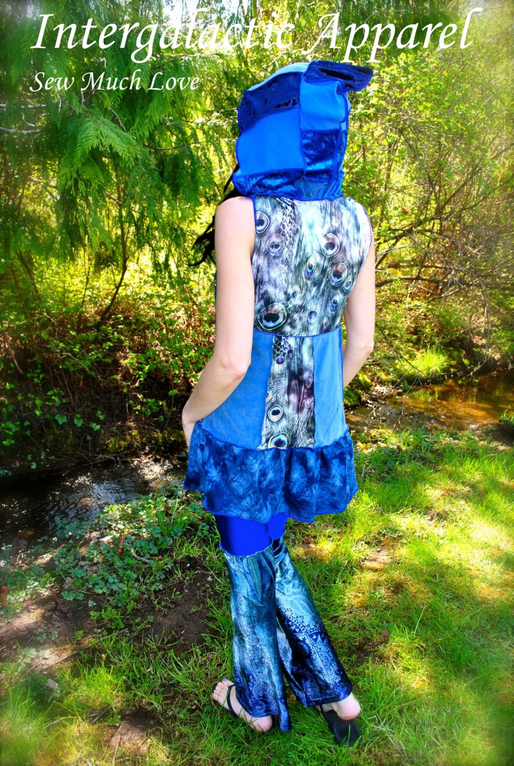 Pixie Top, READY TO SHIP,  Fairy Dress, Hooded FestivaL Top, Hippie top, Patchwork Dress
