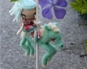 Carousel Doll Needle Felted Horse And OOAK Art Doll Rider