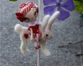 Carousel Doll Needle Felted Bunny Rabbit And OOAK Art Doll Rider