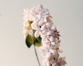Bridal hair crown, Wedding flower head piece, Bridal flower crown, Ivory white floral hair piece - OLEANDER