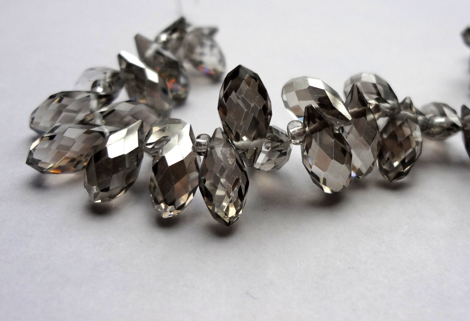 6 x 12mm Natural Faceted Smokey Quartz Topdrilled Briolette Teardrop Beads 10 pcs