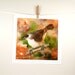 Bird Art - Watercolor Painting Print - Animal Art, Brown Wren Painting - Men Women Kids Teens Warm Colors Orange and Green 10 x 10 under 25