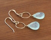 DAINTY Chalcedony Short Infinity Earrings- Gold Filled by Yania Creations
