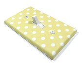 Spring Green Citron and White Polka Dot Light Switch Cover Nursery Decor Girls Bedroom Wall Art Decor
