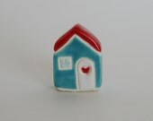 Little Clay House ceramic pottery miniature the little red door blue collectible terrarium decor