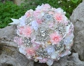 Garden rose and pearl brooch bouquet -- deposit on a made-to-order wedding bouquet
