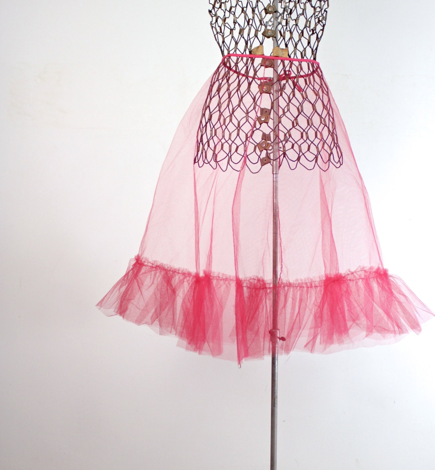 Pink Crinoline Slip / Hot Pink Tulle Half Slip