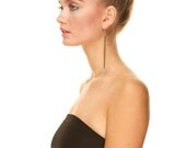 Sleek - indigo beaded - long - chain - earrings