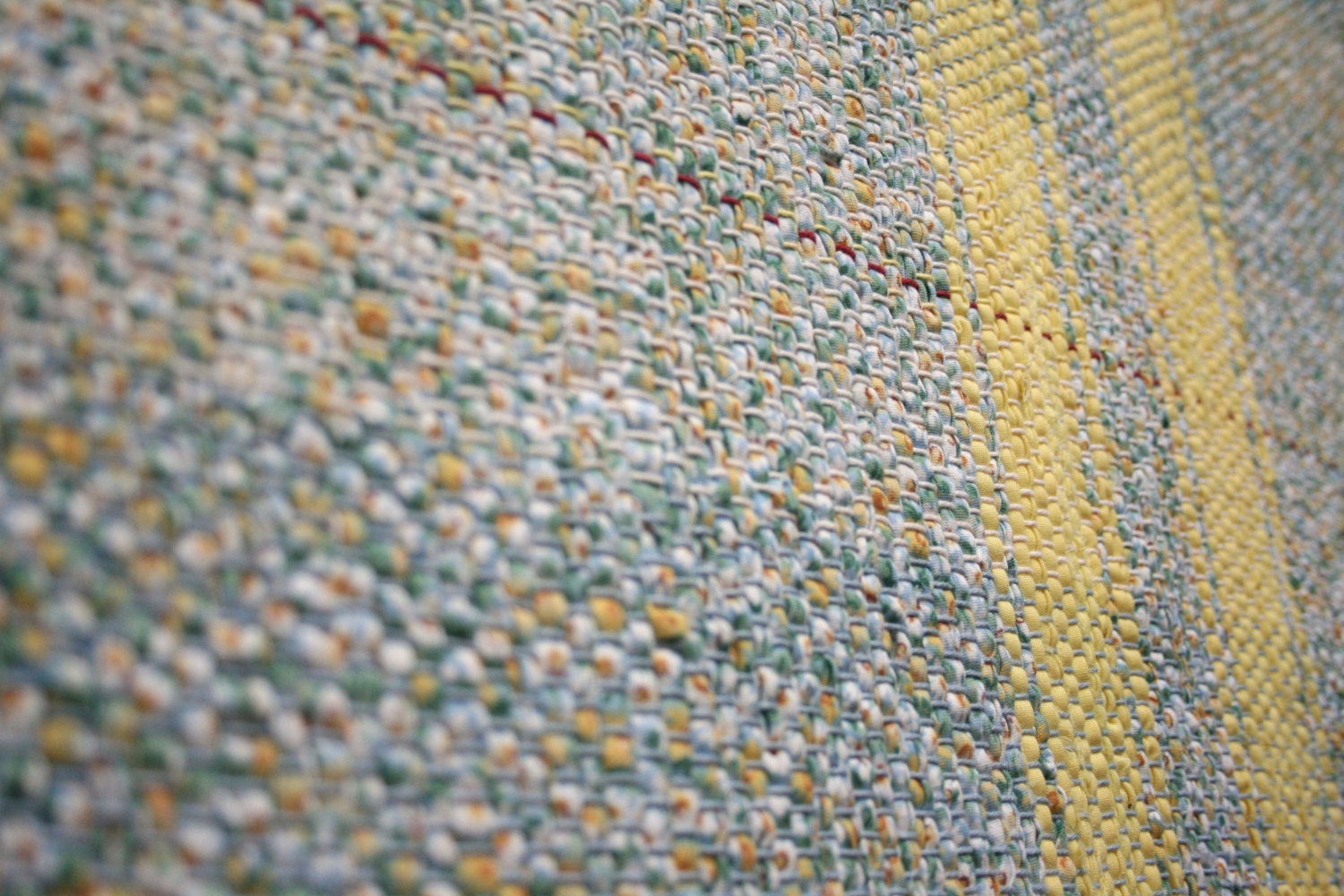 SWEET PEA -- Hand-woven green and yellow table runner