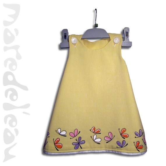 Yellow Toddler Dress with Butterflies by maredeleau on Etsy