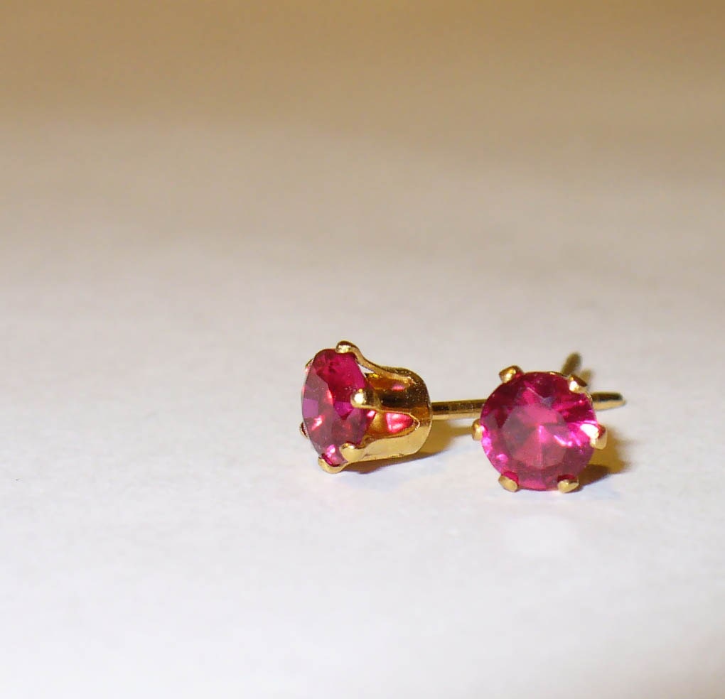 Red Ruby  Earrings in 14kt Gold Filled Settings
