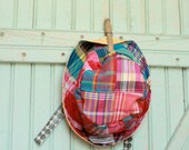Baby Sun Hat Bright Madras Bucket Cap Newborn to 6 Months - Reversible Trick Sun Hat Country Style