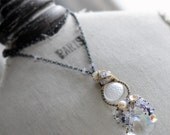 oOo The IRIDESCIA Necklace oOo exquisite statement cluster pendant liac and white gemstones