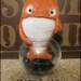Primitive whimsy art cottage chic Coy gold fish in a bowl country decor