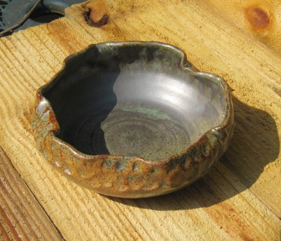 Pottery Altered Bowl in Green and Brown