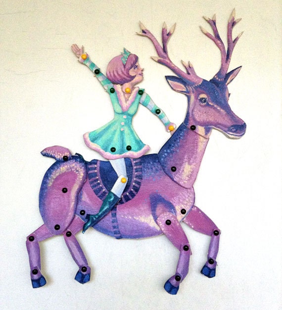 DIY Circus Deer & Pretty Lady Printable PDF Paper Puppet Set for Paper Play, Kids, Party Favors