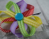 Multi Colored Hair Accessory. Bobbie Pin. Bright colours. Retro Button.