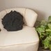 Medium 16" Ruffle Rose Pillow in Charcoal Gray Cashmere. Eco friendly recycled materials.