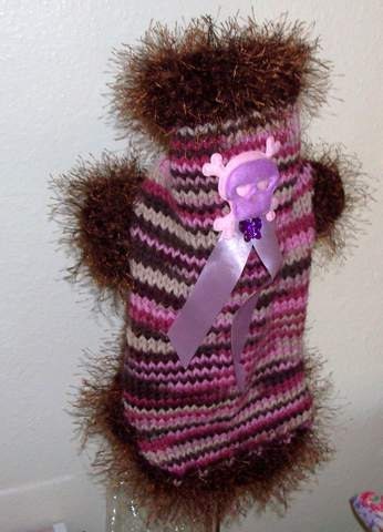Small Lavender Waves Skull Hand Knit Wool Sweater