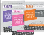 Printable Bachelorette Party Invitations - Modern Polka Dots - Custom 5x7
