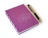 Coptic Journal - Flower Embroidery - Handmade - Gift for Writer - Purple Journal