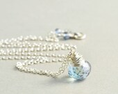 Blue Quartz Drop Necklace, Everyday Necklace, Powder Blue Sterling Necklace