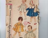 1960s Vintage Sewing Pattern Simplicity 3843 Girls Coat Dress Size 1 Breast 20 60s