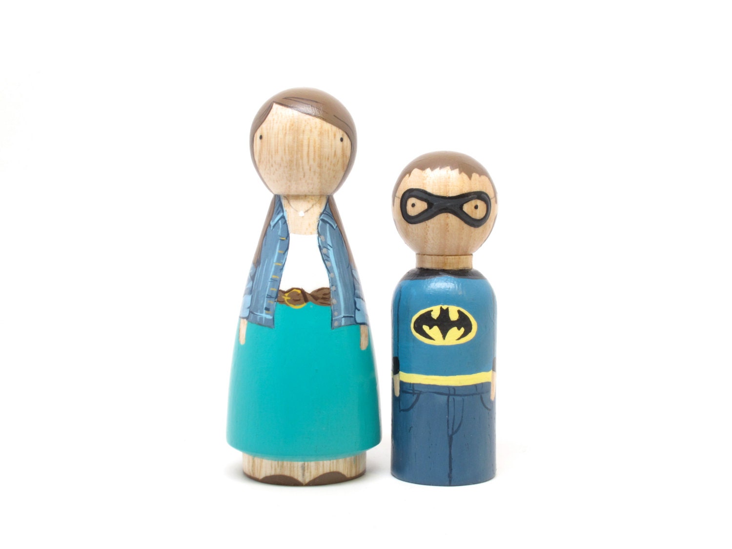 Mother & Son - Fully Custom Family of 2 // One Adult and One Child // Mother's Day Gift Birthday Cupcake Toppers Batman Boy