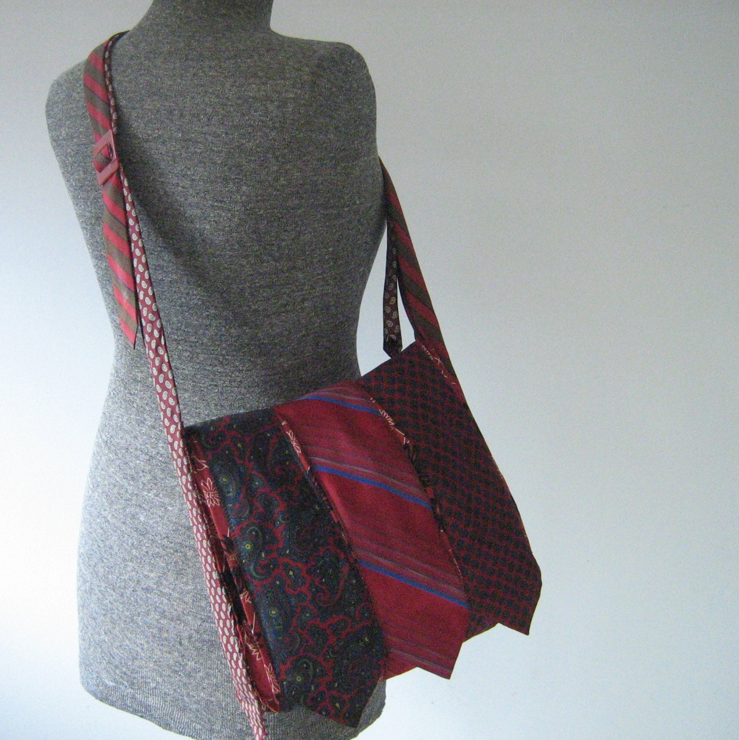 Repurposed Neck-Tie Messenger Bag, Purse, Handbag, Crossbody Purse