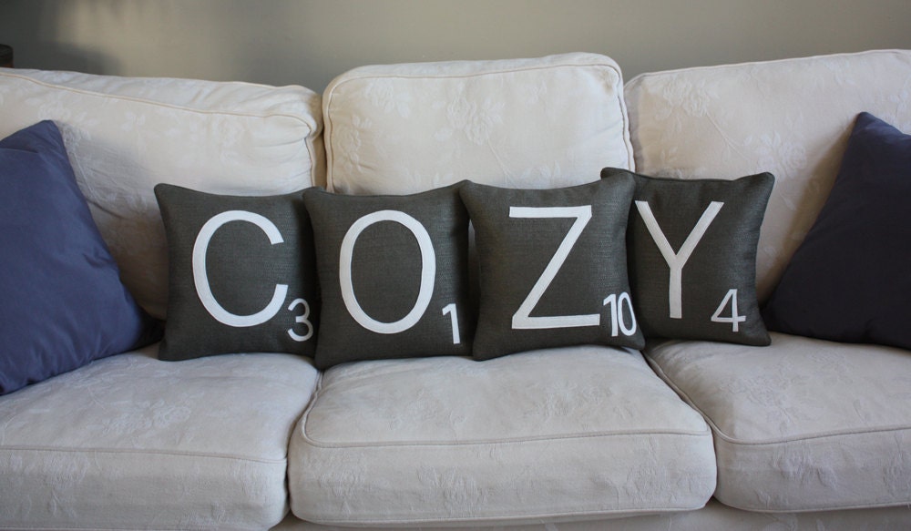 Grey Letter Pillows - Limited Edition Fabric