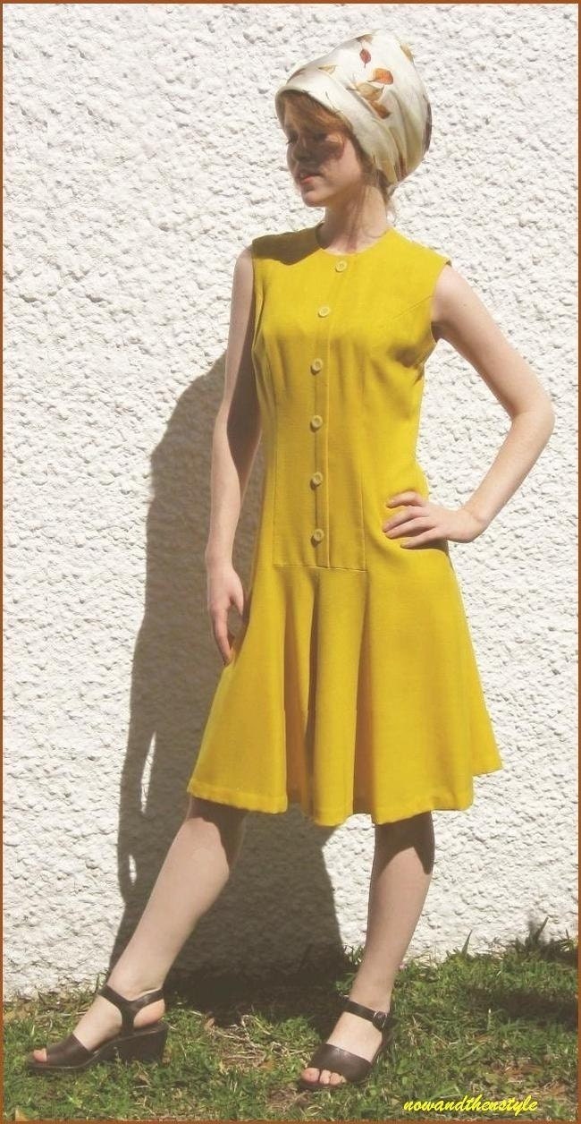 Vintage 60s Bright Lemon Zest Yellow MOD Scooter Dress by Avalon Bust 34