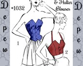 Sewing Pattern Strapless Halter top Weskit 1950's Style Multi Size Depew 1032 -INSTANT DOWNLOAD-