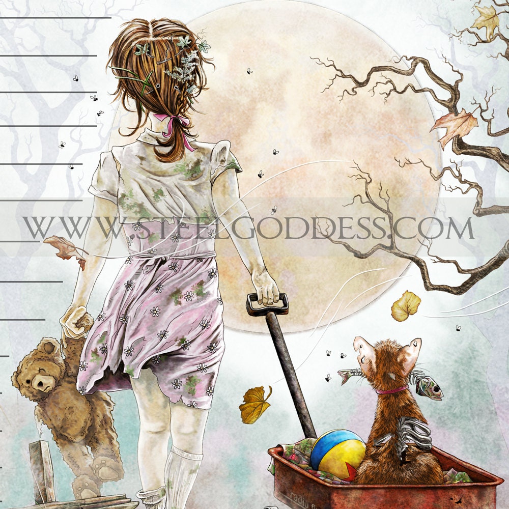 BEST BUDDIES - Zombie Girl and Cat - Parchment Paper - Set of 10