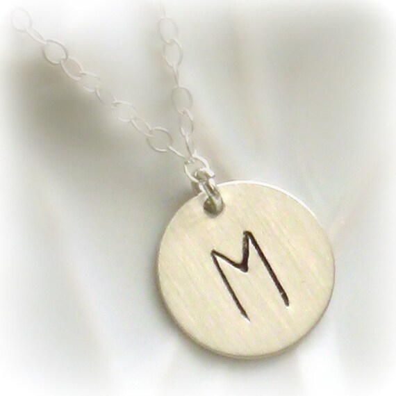 Large Initial Tag Necklace Monogram Letter by ShopSomethingBlue