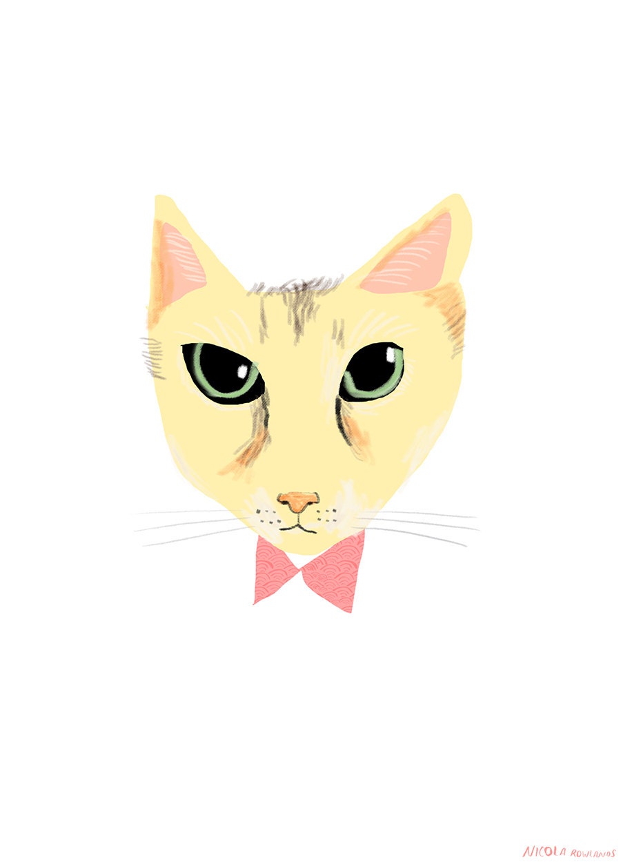 Bowtie kitty postcard
