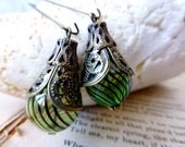 Venetian Delights Green Glass Globes Drop Dangle Earrings