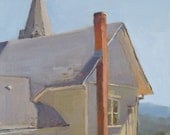Oregon Willamette Valley landscape painting "The Old White Church" original oil on canvas by Sarah Sedwick
