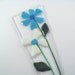 Flower Pot Plant Poke Stake Blue and White Fused Glass Flowers